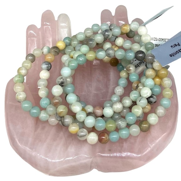 Jewelry - 6mm Amazonite Stretch Bracelet Beads Beaded Crystal Gemstone Boho Peru Stone